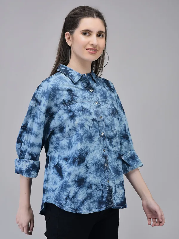 Blue_Denim_Regular_Fit_Tie_Dye_Shirt_For_Women