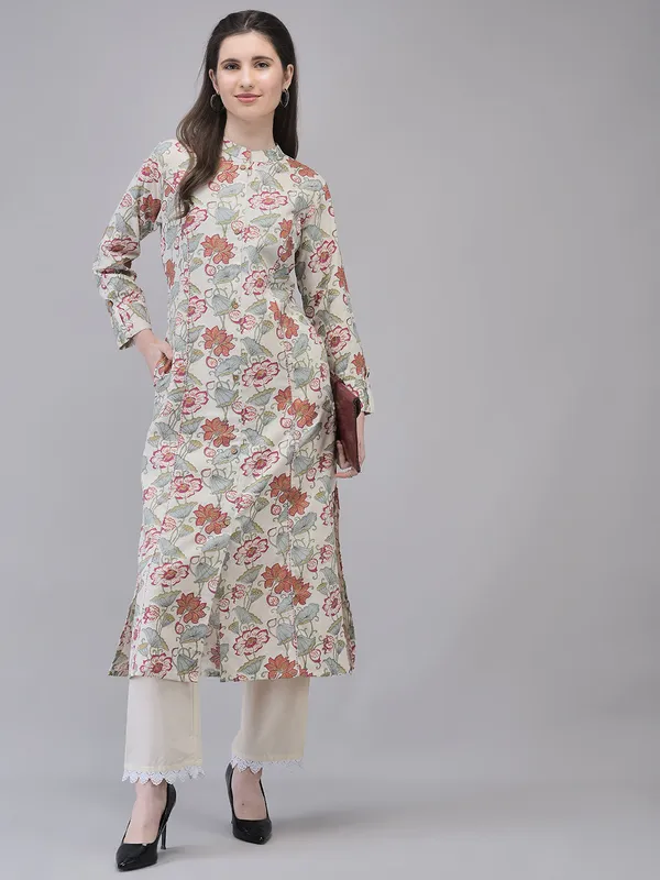 Off_White_Cotton_Straight_Floral_Printed_Kurta_For_Women