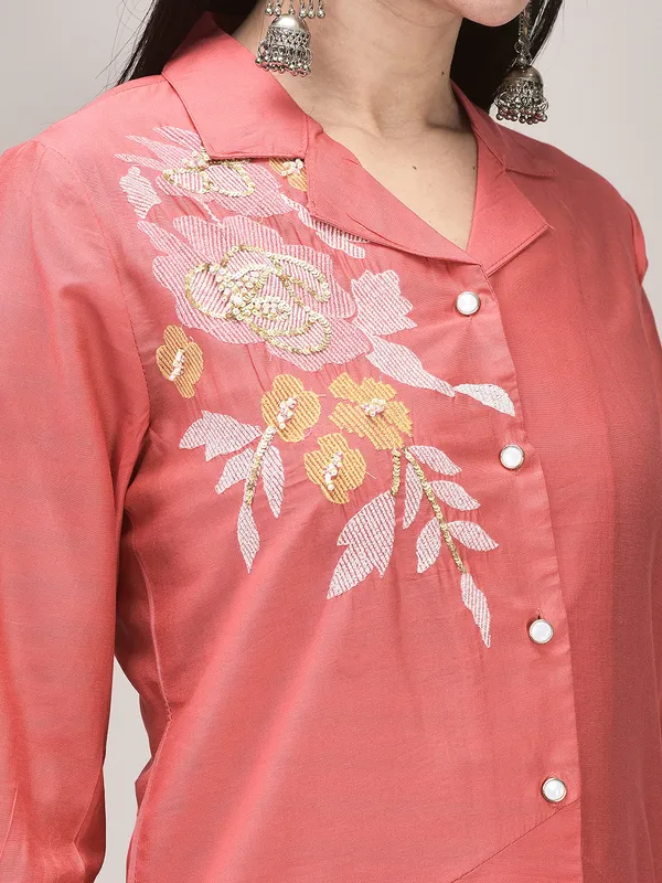 Peach_Cotton_Embroidered_Co_Ord_Set_For_Women