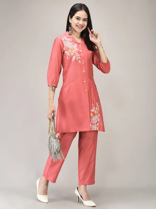 Peach_Cotton_Embroidered_Co_Ord_Set_For_Women