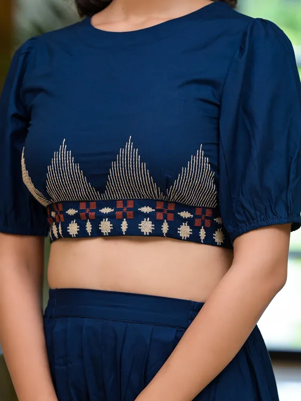 Navy_Rayon_Crop_Top_With_Dhoti_Pants_Co_Ord_Set_For_Women