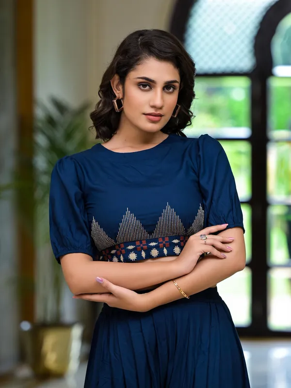Navy_Rayon_Crop_Top_With_Dhoti_Pants_Co_Ord_Set_For_Women