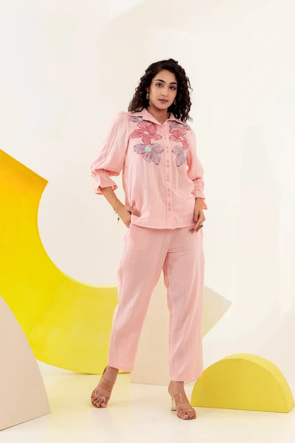 Peach_Cotton_Embroidered_Co_Ord_Set_For_Women