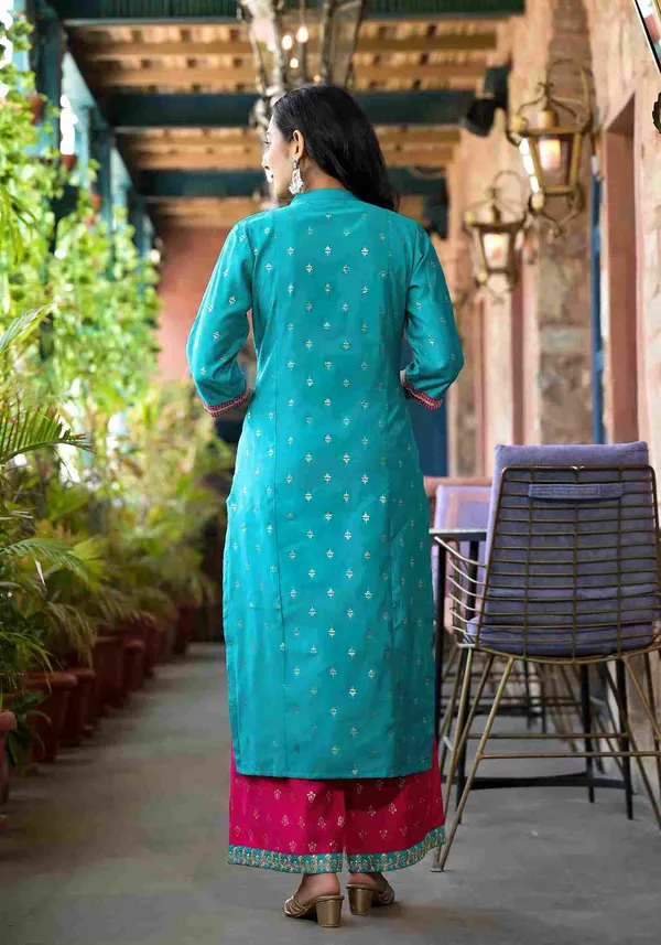 Turquoise_Rayon_Embroidered_Straight_Kurta_Suit_Set_With_Palazzo_Dupatta_For_Women