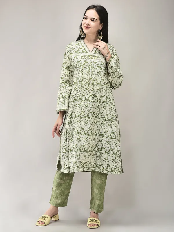Green_Cotton_Printed_Straight_Kurta_Pant_Dupatta_Set_For_Women