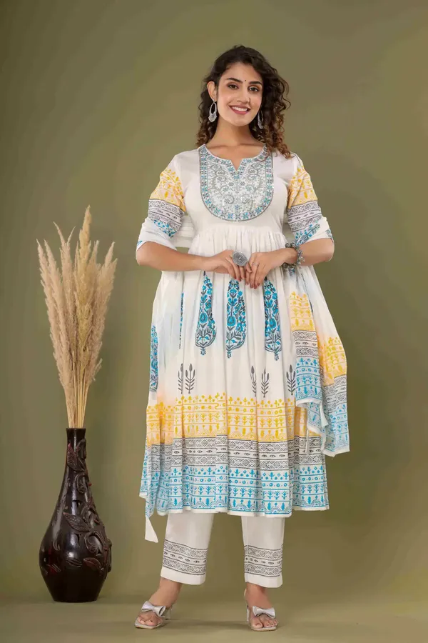 Multicolor_Cotton_Printed_Anarkali_Kurta_Pants_Dupatta_Suit_Set_For_Women
