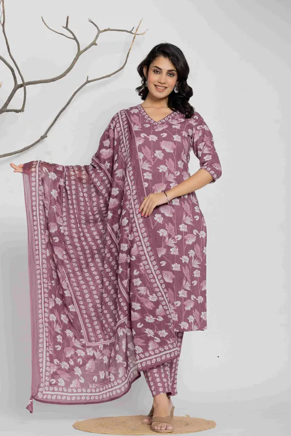 Purple_Cotton_Straight_Floral_Printed_Kurta_Suit_Set_For_Women