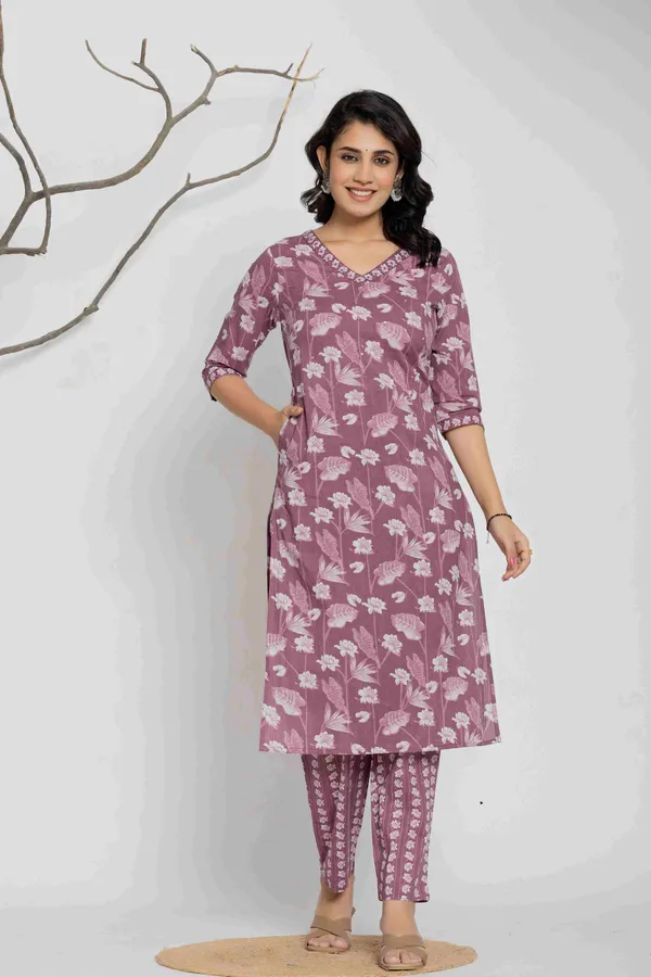 Purple_Cotton_Straight_Floral_Printed_Kurta_Suit_Set_For_Women