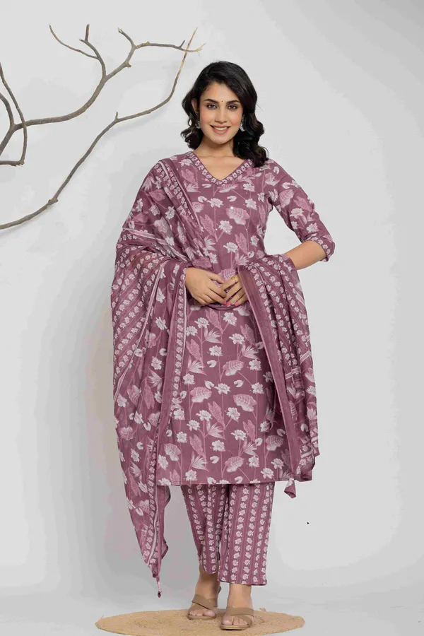 Purple_Cotton_Straight_Floral_Printed_Kurta_Suit_Set_For_Women