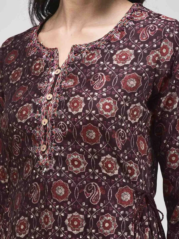 Maroon_Modal_Flared_Printed_Suit_Set_For_Women
