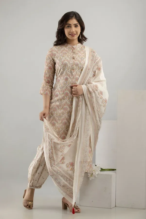 Off_White_Mulmul_Cotton_Printed_Straight_Kurta_Pant_Dupatta_Set_For_Women