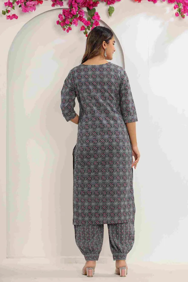 Grey_Cotton_Straight_Printed_Kurta_Afghani_Pants_Dupatta_Suit_Set_For_Women