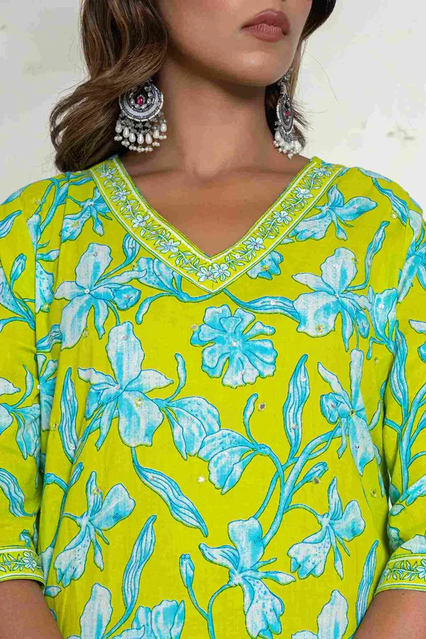 Lime_Yellow_Cotton_Straight_Printed_Suit_Set_For_Women