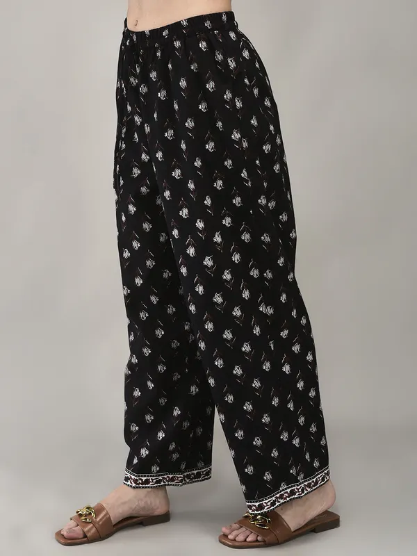 Black_Cotton_Printed_Flared_Kurta_Palazzo_Suit_Set_For_Women