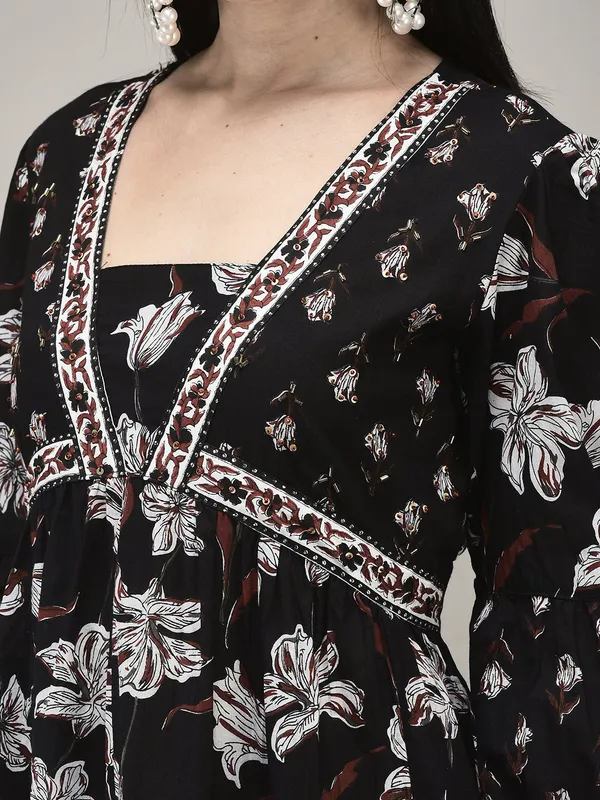 Black_Cotton_Printed_Flared_Kurta_Palazzo_Suit_Set_For_Women