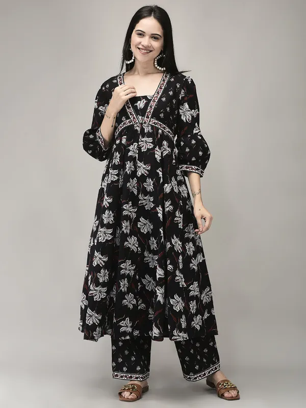 Black_Cotton_Printed_Flared_Kurta_Palazzo_Suit_Set_For_Women