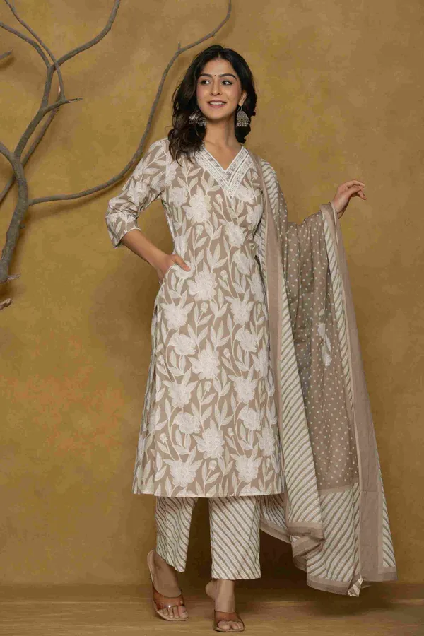 Taupe_Cotton_Straight_Floral_Printed_Suit_Set_For_Women