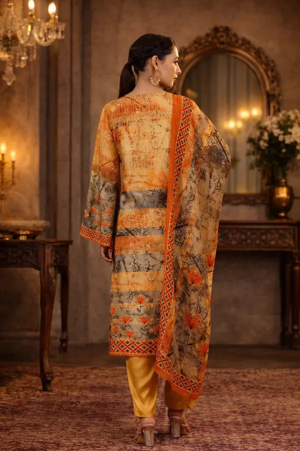 Mustard_Cotton_Straight_Printed_Kurta_Pants_Dupatta_Suit_Set_For_Women