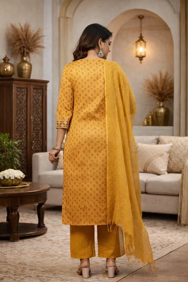 Yellow_Cotton_Straight_Floral_Printed_Suit_Set_For_Women