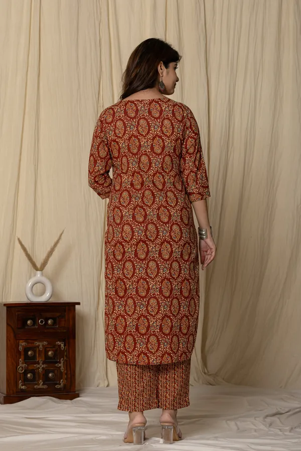 Maroon_Cotton_Printed_Straight_Kurta_Set_With_Pants_For_Women