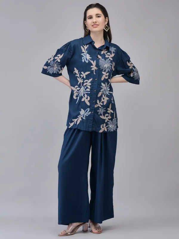Midnight_Blue_Rayon_Twill_Embroidered_Shirt_Palazzo_Set_For_Women