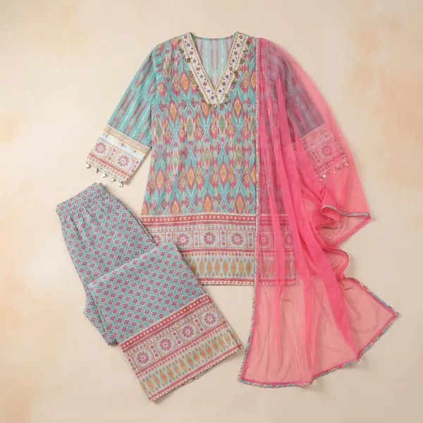 Blue_Pink_Cotton_Embroidered_Printed_Short_Kurta_Palazzo_Suit_Set_For_Women