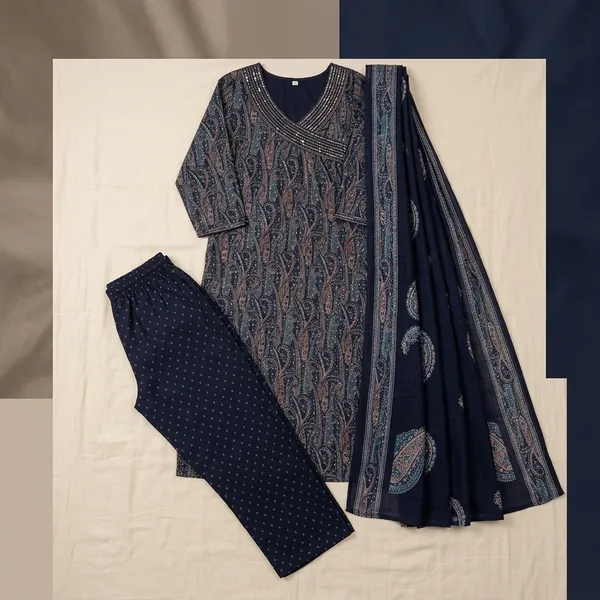 Navy_Muslin_Straight_Fit_Printed_Suit_Set_For_Women