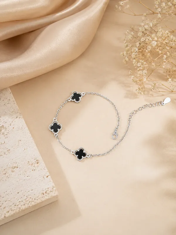 Sterling_Clover_Charm_Chain_Bracelet_For_Women