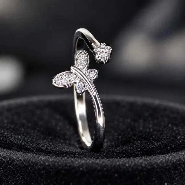 Sterling_Silver_Butterfly_Crystal_Adjustable_Ring_For_Women
