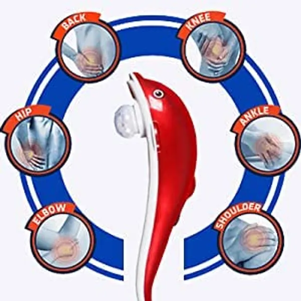 Vinarghya_Dolphine_Handheld_Massager_With_Vibration_Magentic_Far_Infrared_Therapy_To_Aid_In_Pain_And_Stress_Relief_For_All_Big_Size_Power_Source_From_Directly_To_Plug_In_(Red_And_White)