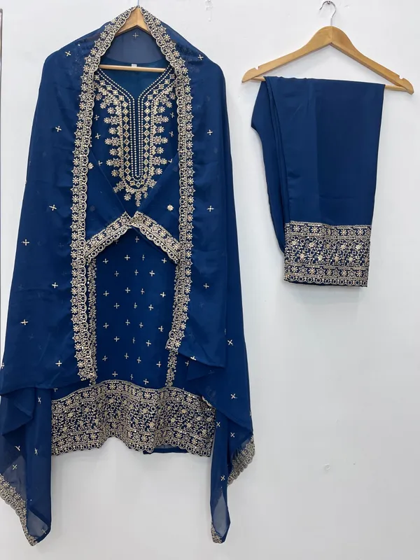 Festival_Special_Designer_Heavy_Embroidery_Sequence_Work_Top_Pant_With_Dupatta_Set_Dark_Blue