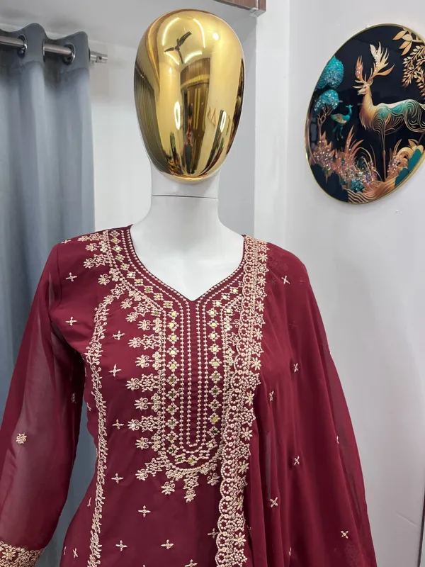 Festival_Special_Designer_Heavy_Embroidery_Sequence_Work_Top_Pant_With_Dupatta_Set_A7094C_Wine_Red
