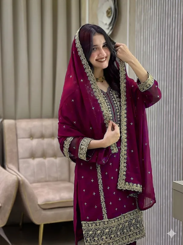 Festival_Special_Designer_Heavy_Embroidery_Sequence_Work_Top_Pant_With_Dupatta_Set_A7094C_Wine_Red