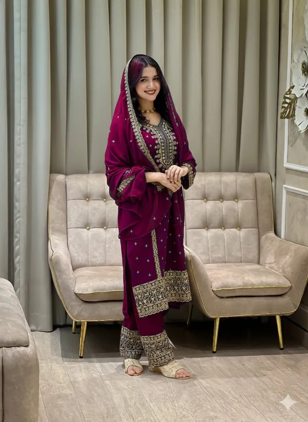 Festival_Special_Designer_Heavy_Embroidery_Sequence_Work_Top_Pant_With_Dupatta_Set_A7094C_Wine_Red