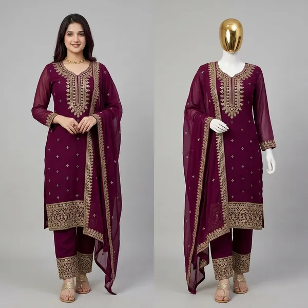Festival_Special_Designer_Heavy_Embroidery_Sequence_Work_Top_Pant_With_Dupatta_Set_A7094C_Wine_Red