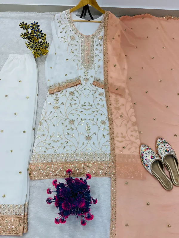 Ivory_Peach_Embroidery_Sequin_Georgette_Kurta_Palazzo_Set_With_Dupatta