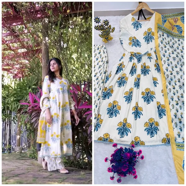 Marigarden_Block_Print_Anarkali_Kurta_Palazzo_Set_With_Dupatta