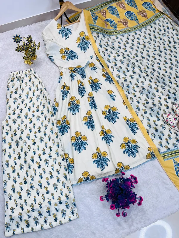 Marigarden_Block_Print_Anarkali_Kurta_Palazzo_Set_With_Dupatta