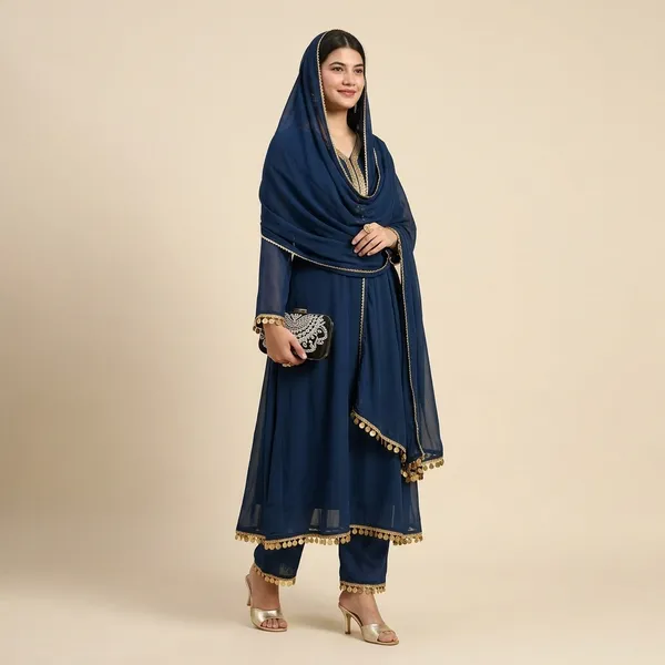 Indigo_Coin_Lace_Anarkali_Kurta_Palazzo_Set_With_Dupatta