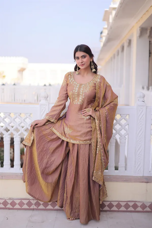 Women's_Coffee_Brown_Fendi_Crush_Embroidered_Top_Sharara_Dupatta_Set_Designer_Readymade_Party_Wear_Suit