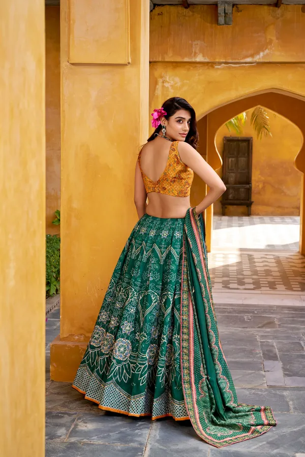 Women's_Green_&_Mustard_Vaishali_Silk_Printed_Lehenga_Choli_with_Maslin_Silk_Dupatta_|_Festive_&_Wedding_Wear