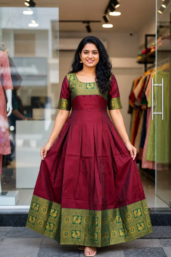 Women's_Maroon_Heavy_Lichi_Silk_Jacquard_Traditional_Gown_|_Designer_Party_Wear_Ethnic_Gown