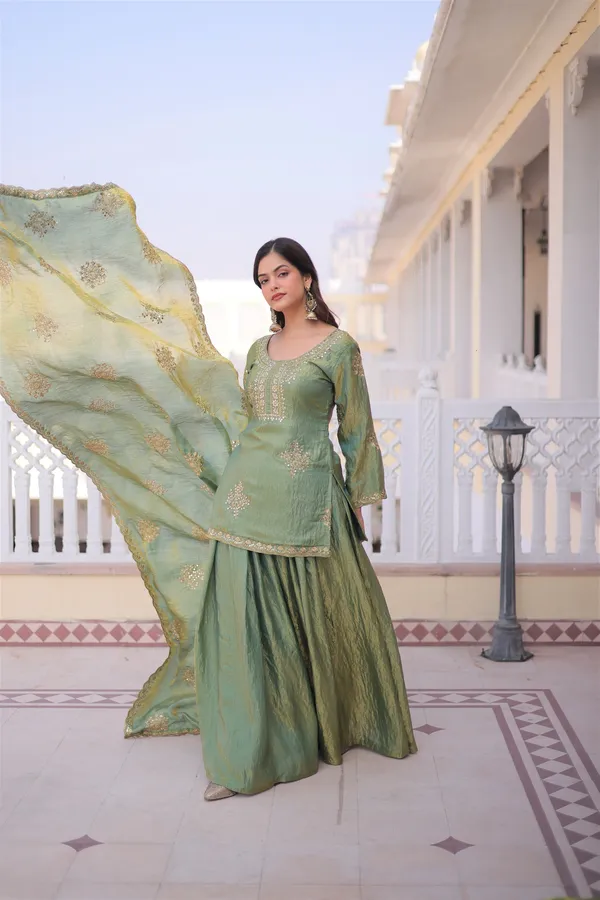 Women's_Sage_Green_Fendi_Crush_Embroidered_Top_Sharara_Dupatta_Set_|_Designer_Readymade_Ethnic_Wear