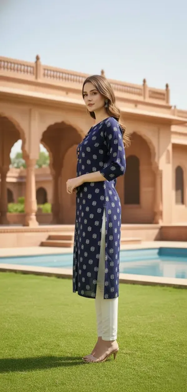 Blue_Rayon_Premium_Kurti_For_Women