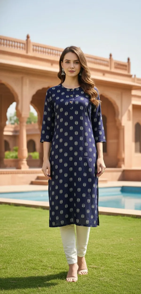 Blue_Rayon_Premium_Kurti_For_Women
