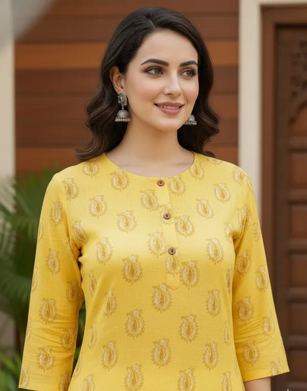Yellow_Rayon_Premium_Kurti_For_Women