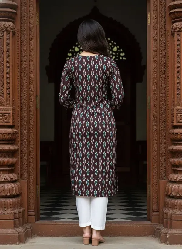 Brown_Rayon_Premium_Kurti_For_Women