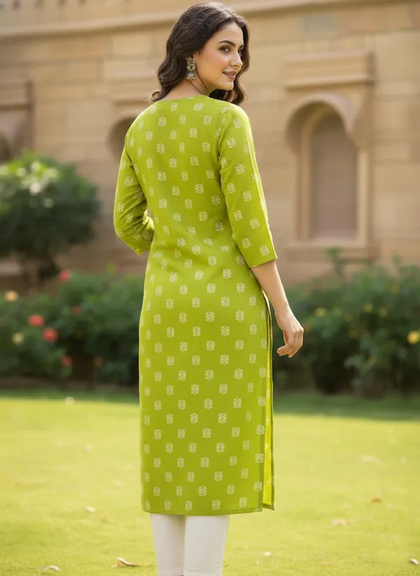 Green_Rayon_Premium_Kurti_For_Women