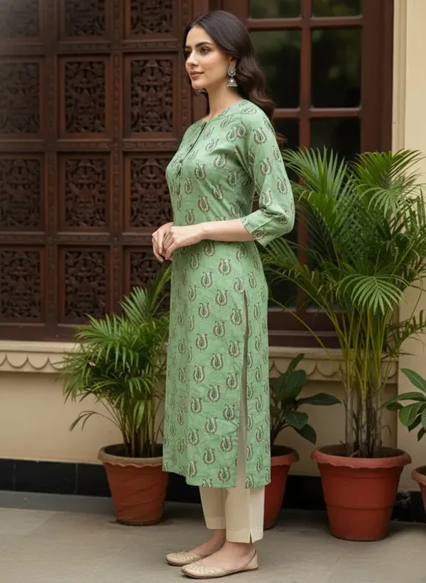 Green_Rayon_Premium_Kurti_For_Women