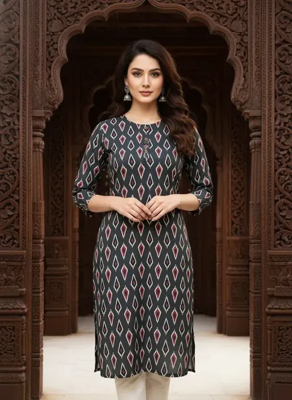 Grey_Rayon_Premium_Kurti_For_Women